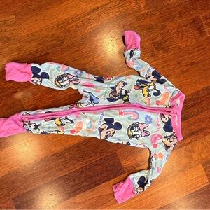 Little Sleepies Light Blue Minnie & Mickey Footed Pajamas with Pink Trim